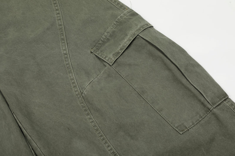 Omirad Heavy-Wash Wide-Leg Cargo Pants | Oversized Streetwear