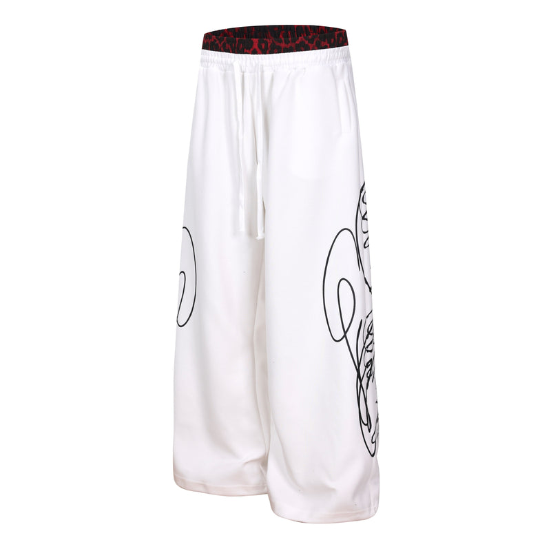 Omirad Leopard Panel Sweatpants | Wide-Leg Streetwear