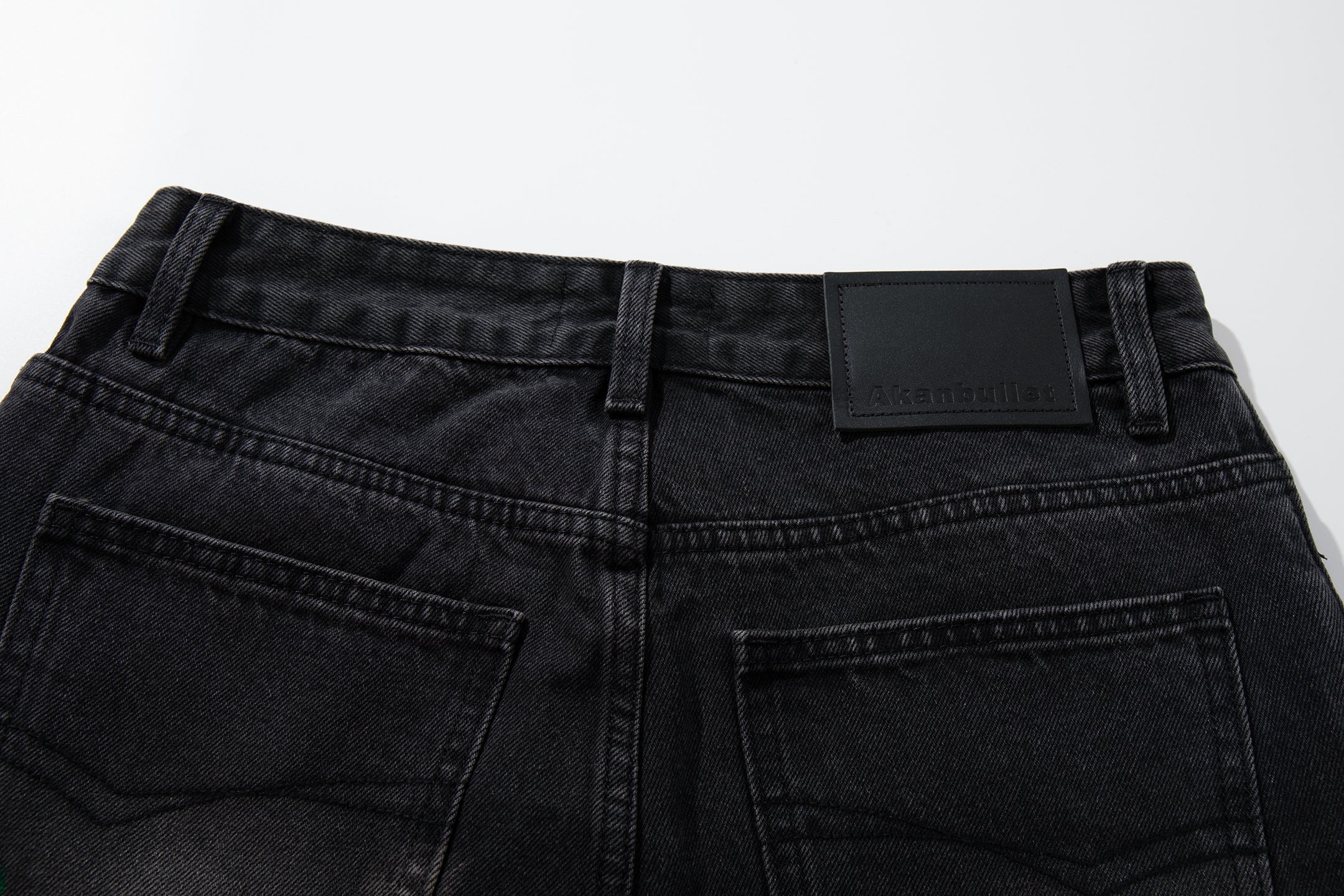 Omirad Painted Distressed Wide-Leg Jeans | Washed Black Denim