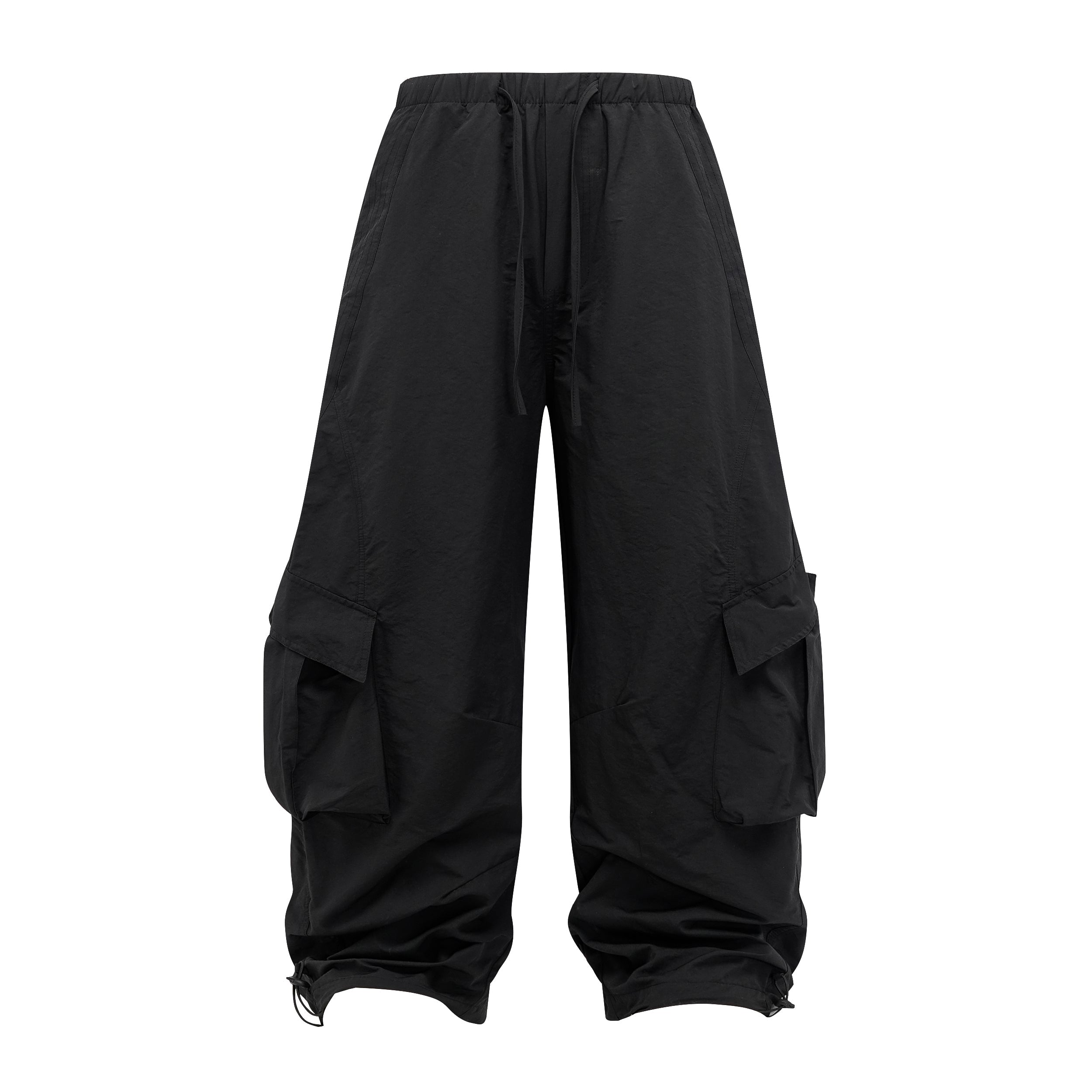 Wide-Leg Utility Cargo Pants | Drawstring Waist & Toggle Hem