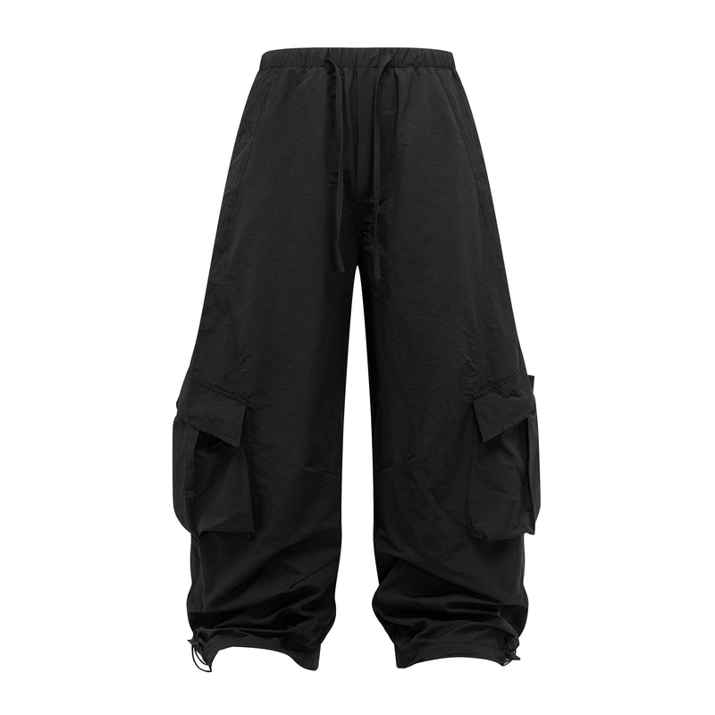 Wide-Leg Utility Cargo Pants | Drawstring Waist & Toggle Hem