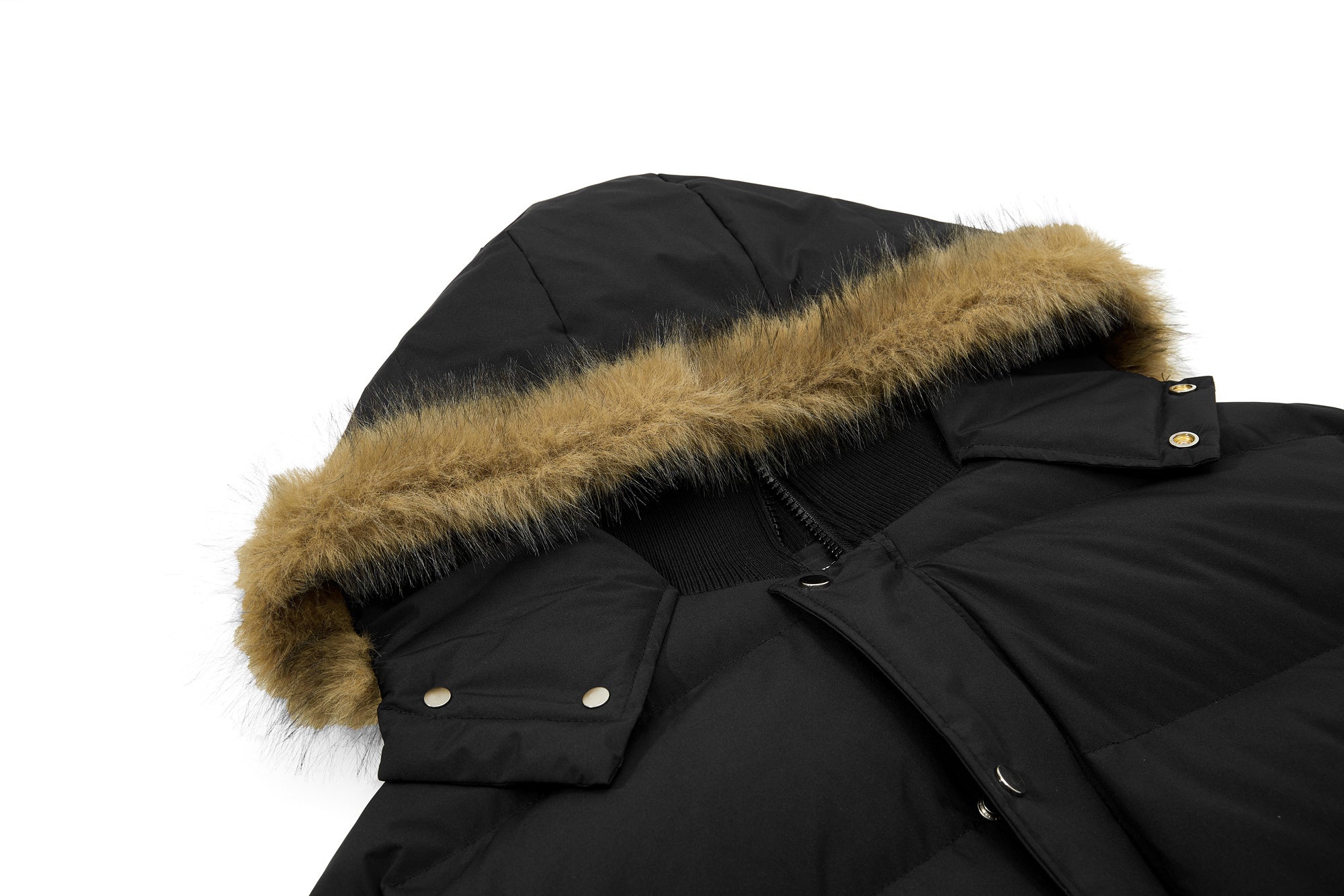 Omirad Fur-Trim Puffer Jacket | Black Hooded Bomber