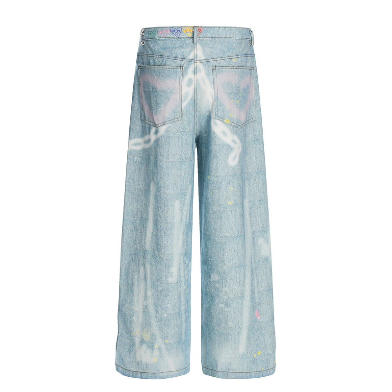 Omirad Life Is Beautiful Graffiti Wide-Leg Jeans