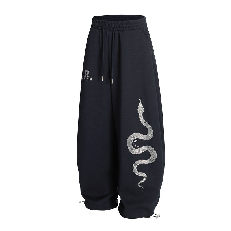 Serpent Rhinestone Graphic Sweatpants | Wide-Leg Streetwear