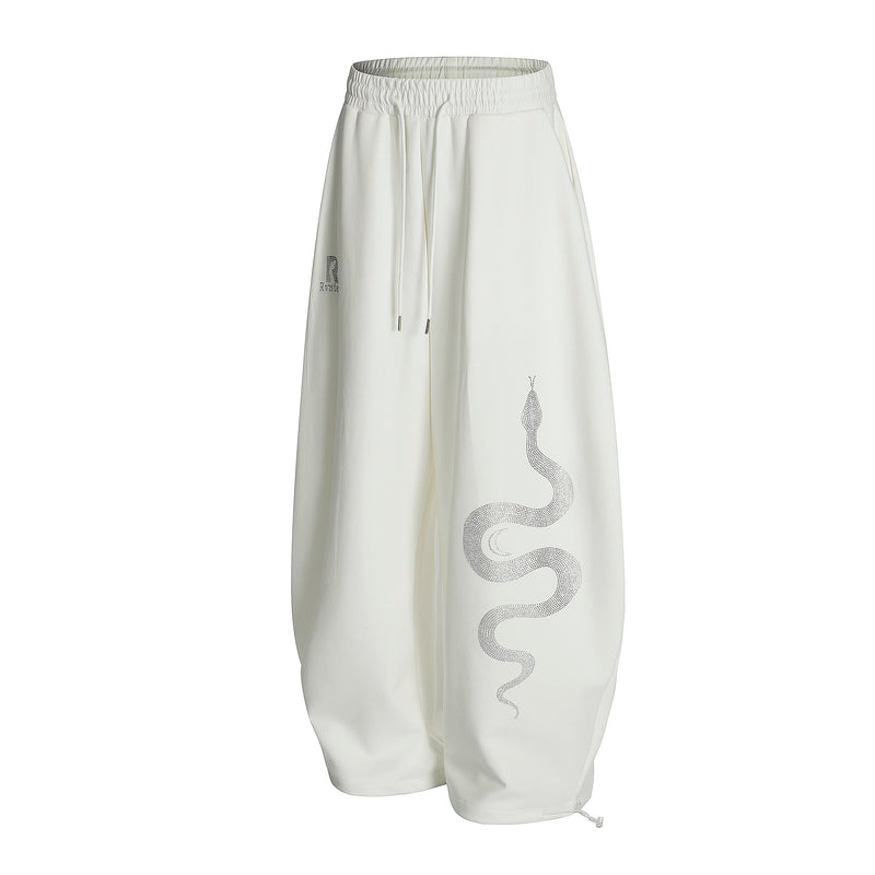 Serpent Rhinestone Graphic Sweatpants | Wide-Leg Streetwear