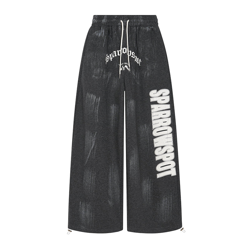 Distressed Print Wide-Leg Sweatpants | Streetwear Joggers