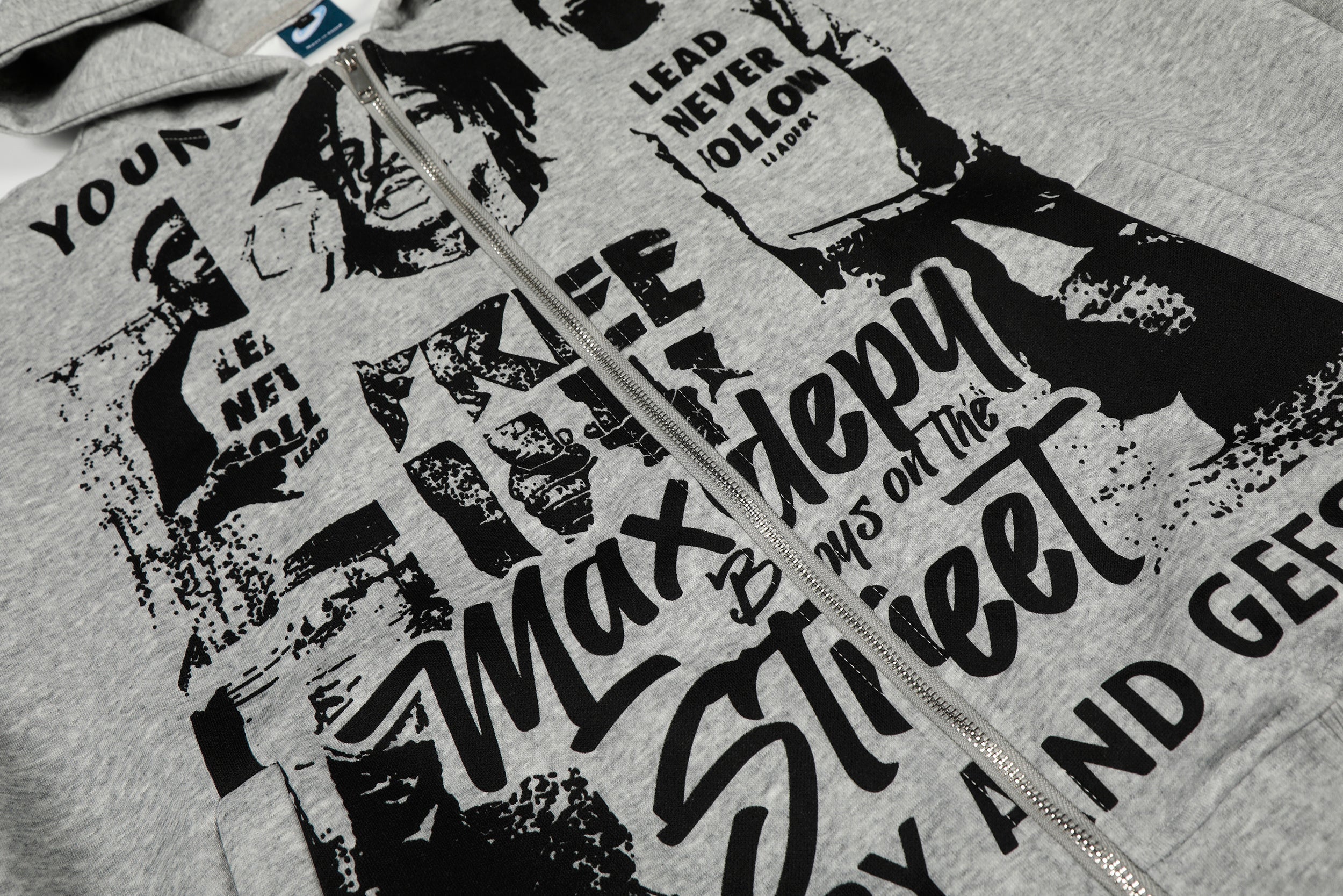 Street Manifesto Collage Graphic Zip-Up Hoodie | Oversized Fit