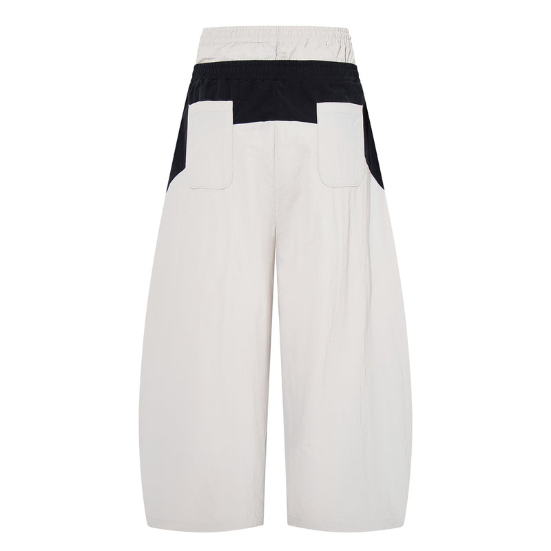 Script Graphic Wide-Leg Track Pants | Contrast Panel