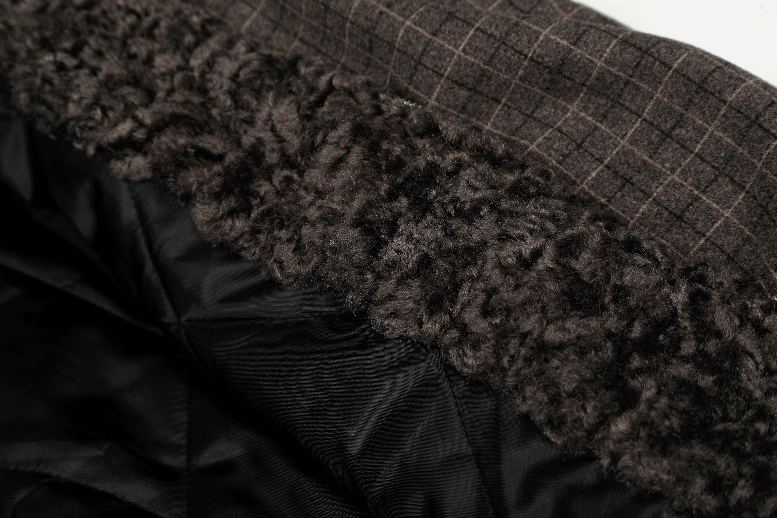 Check Pattern Faux Fur Collar Bomber Jacket | Omirad