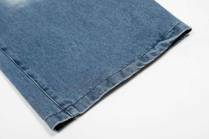 Plaid Ruffle Overlay Wide-Leg Denim Pants | Streetwear