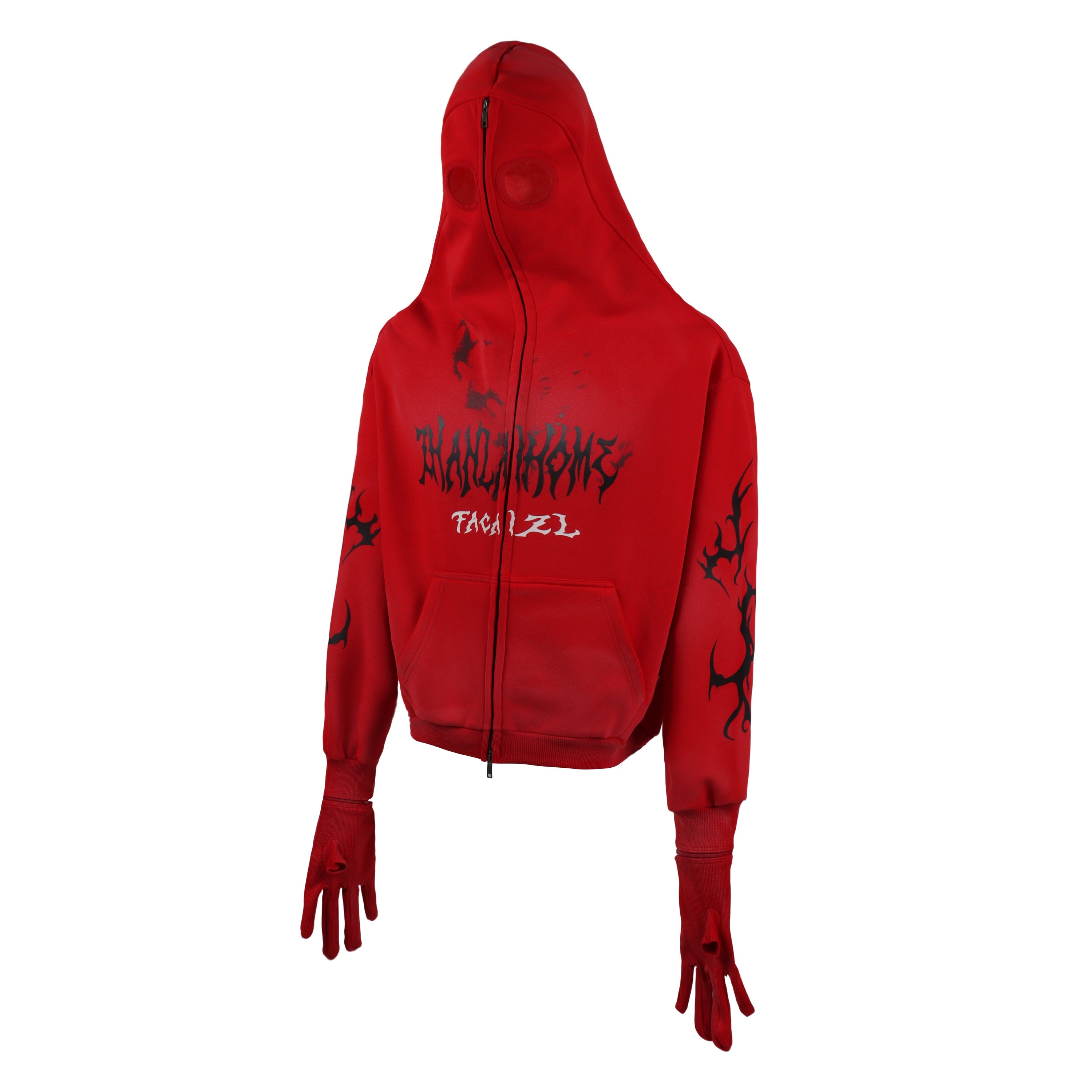 Omirad Full-Zip Masked Hoodie | Gothic Streetwear with Glove Cuffs