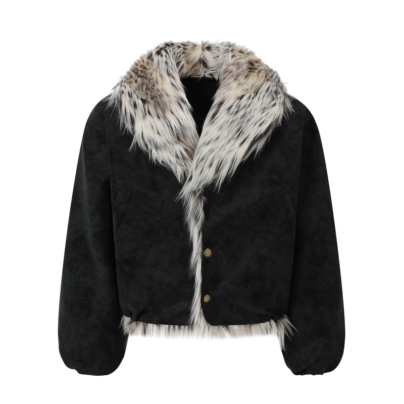 Faux-Fur Collar Suede Winter Jacket | Oversized Streetwear