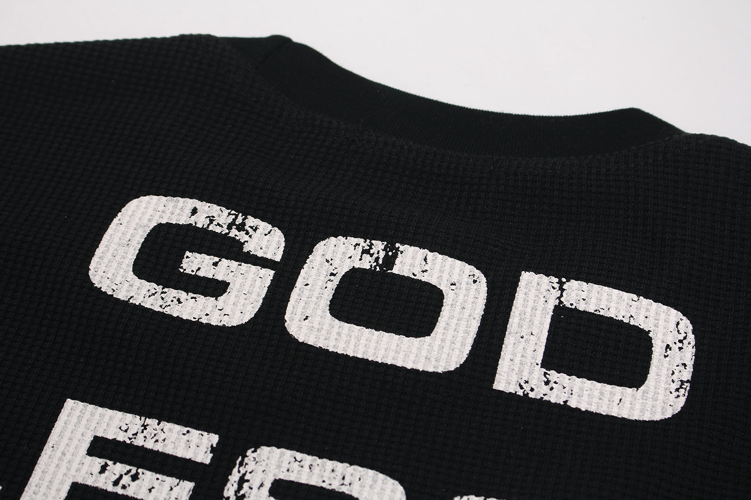 Cross Graphic Waffle Knit Long Sleeve Sweatshirt | Streetwear