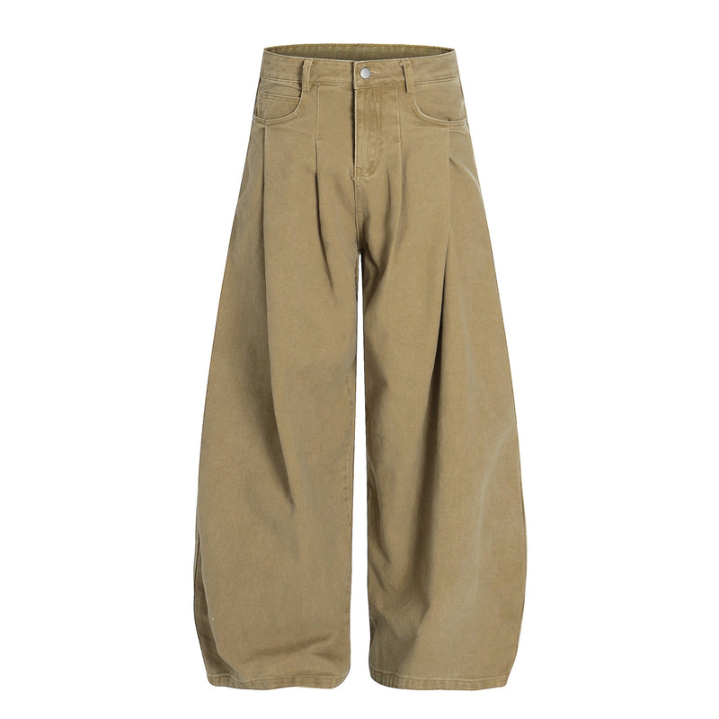 Wide-Leg Pleated Canvas Pants | Oversized Streetwear Trousers