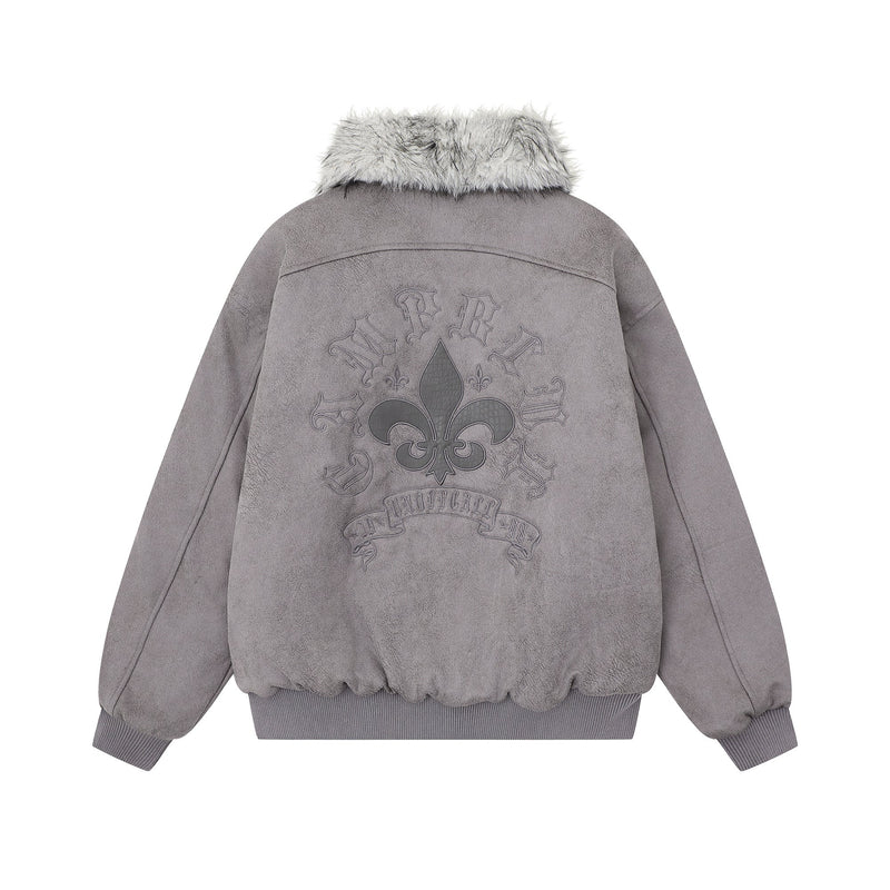 Fur-Collar Buckle Bomber Jacket | Suede-Look Winter Coat