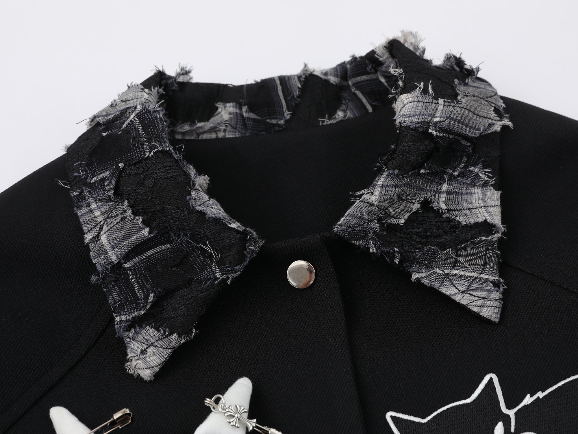 Patchwork Cat Varsity Jacket | Graphic Star Embroidery