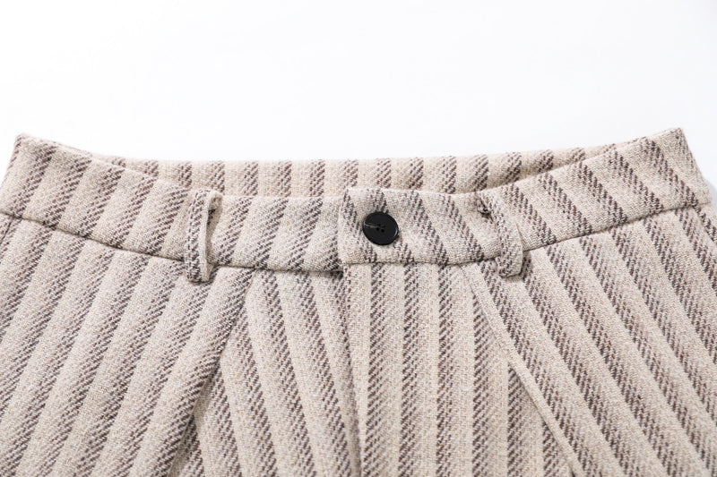 Omirad Pleated Panel Wide-Leg Trousers | Striped Drape Pants