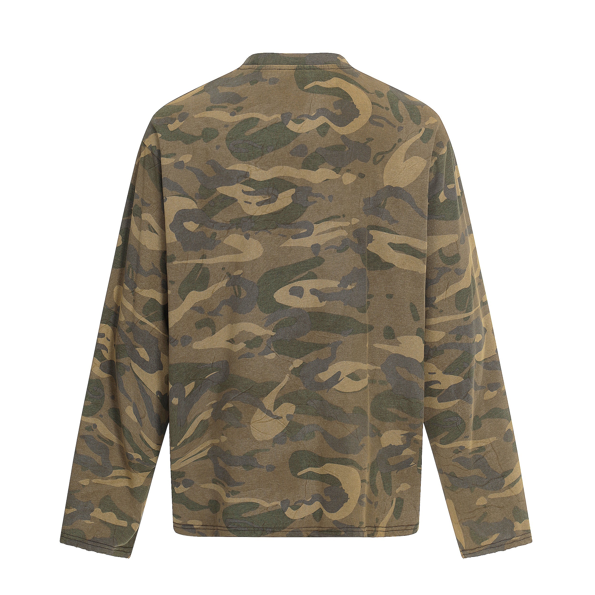 Camo Long Sleeve Tee | Faded Number Graphic Military Streetwear
