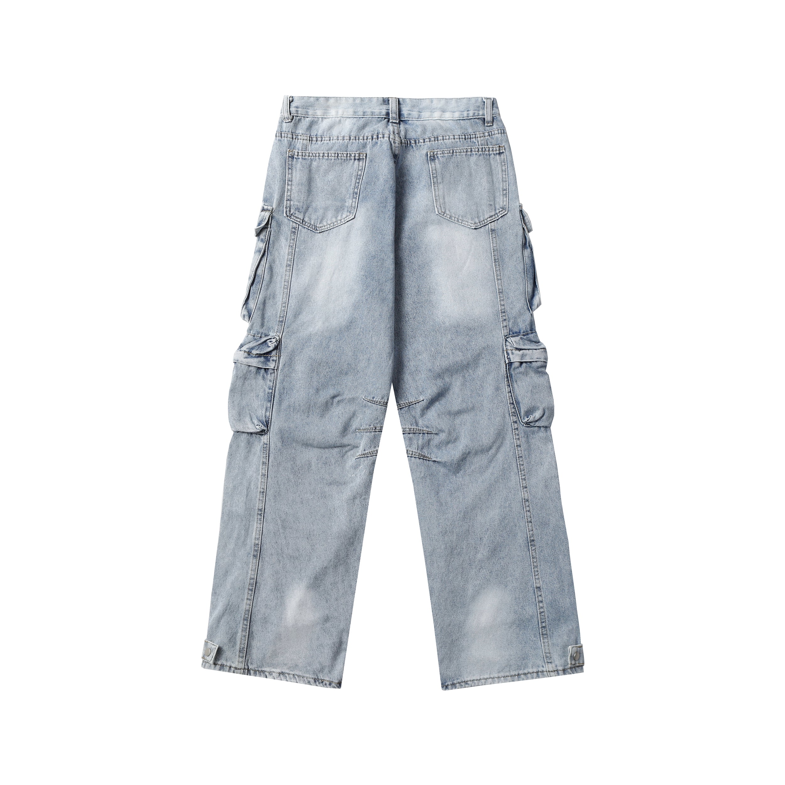 Distressed Multi-Pocket Cargo Denim Pants | Streetwear