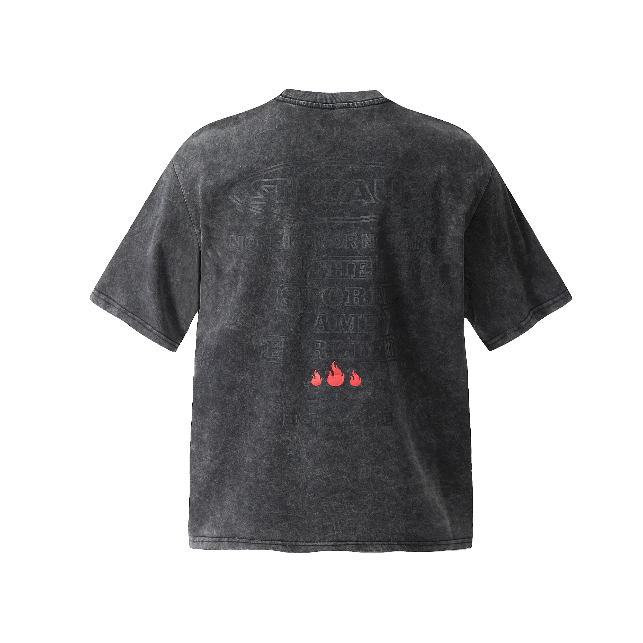 Omirad Washed Flame Graphic Oversized Cotton T-Shirt
