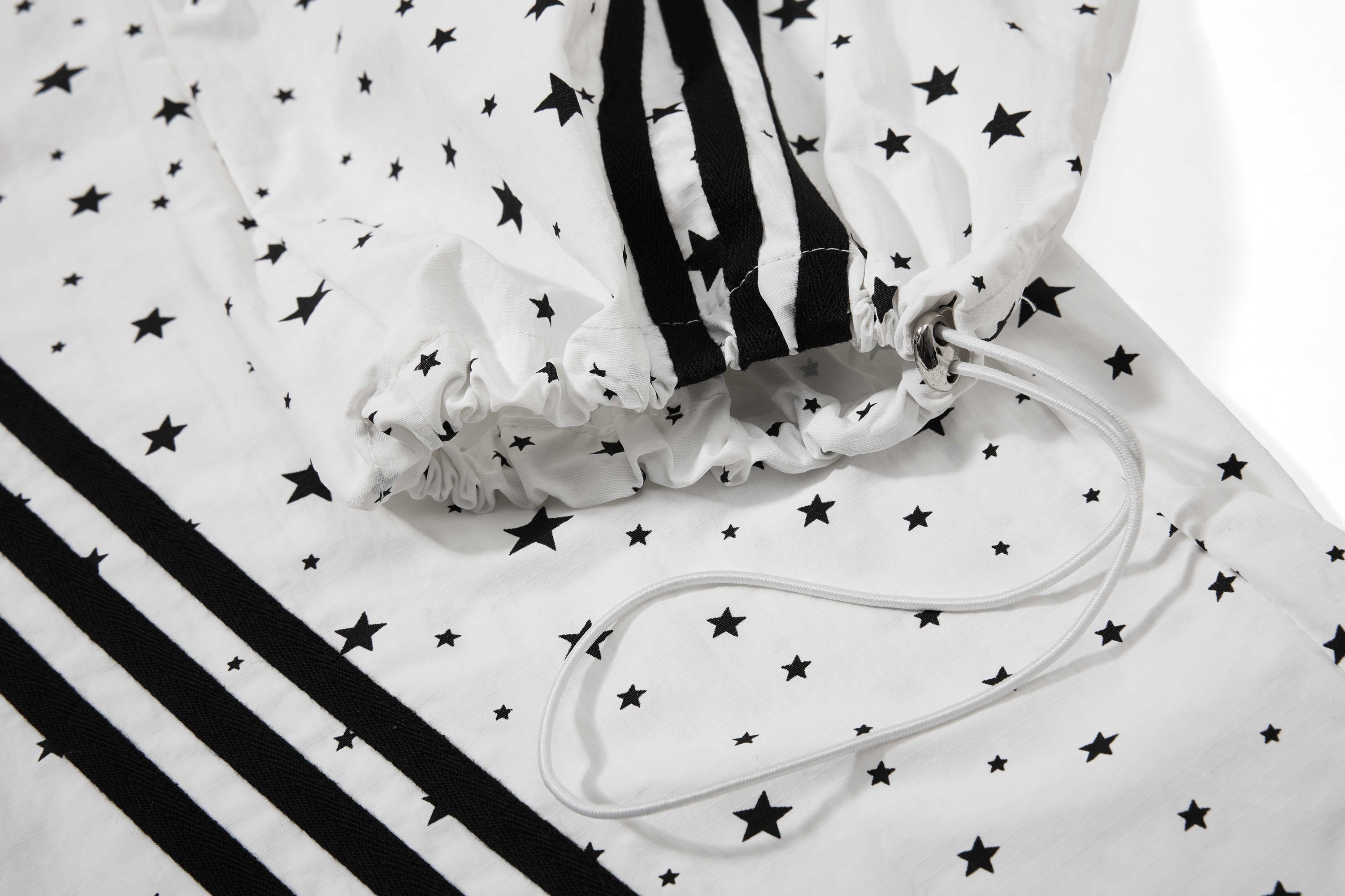 Star Print Wide-Leg Track Pants with Side Stripes | Streetwear
