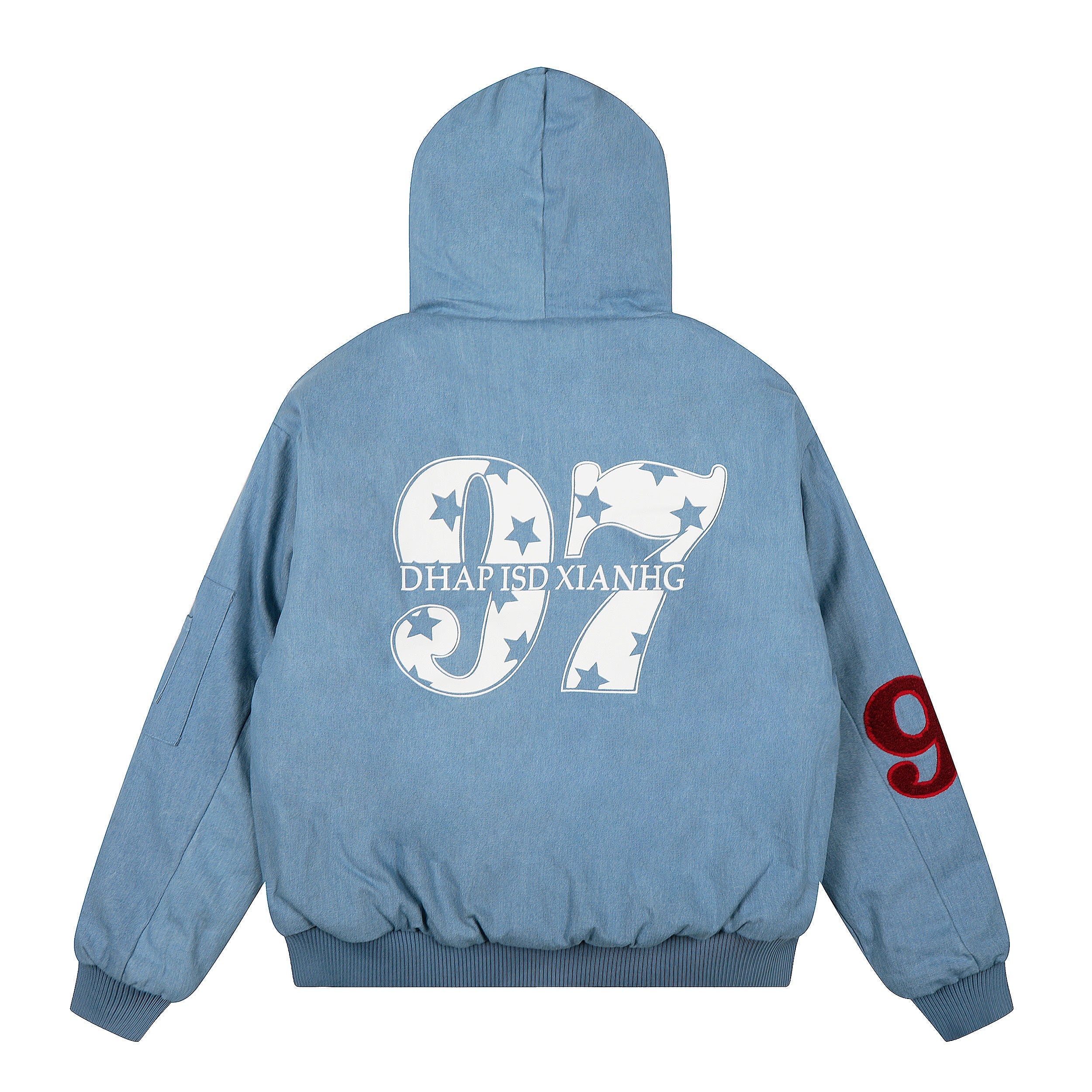 Omirad 97 Denim Varsity Hooded Jacket | Faux Fur Lined