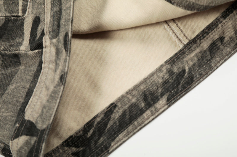 Camo Badge Denim Jacket | Cropped Streetwear Trucker