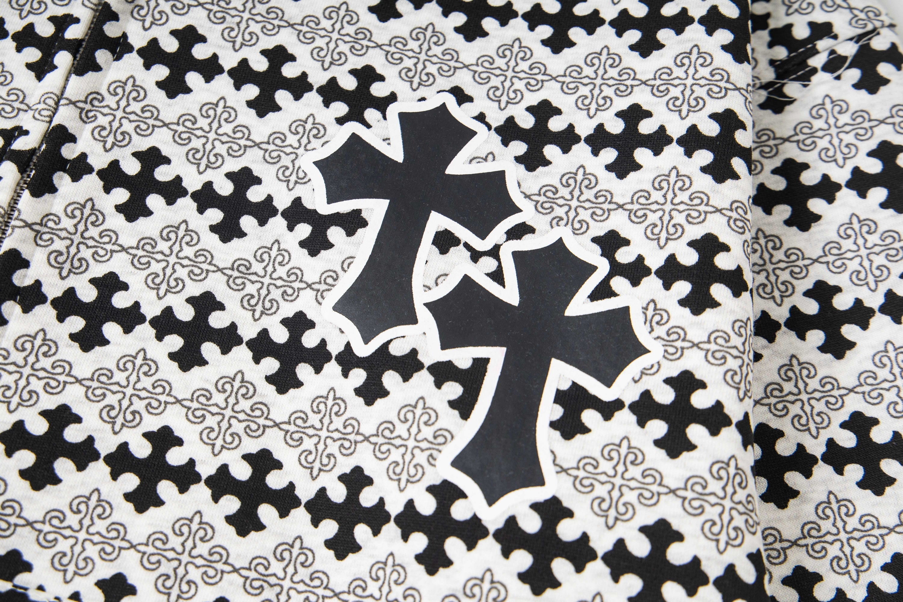 Gothic Cross Pattern Full-Zip Hoodie | Y2K Streetwear