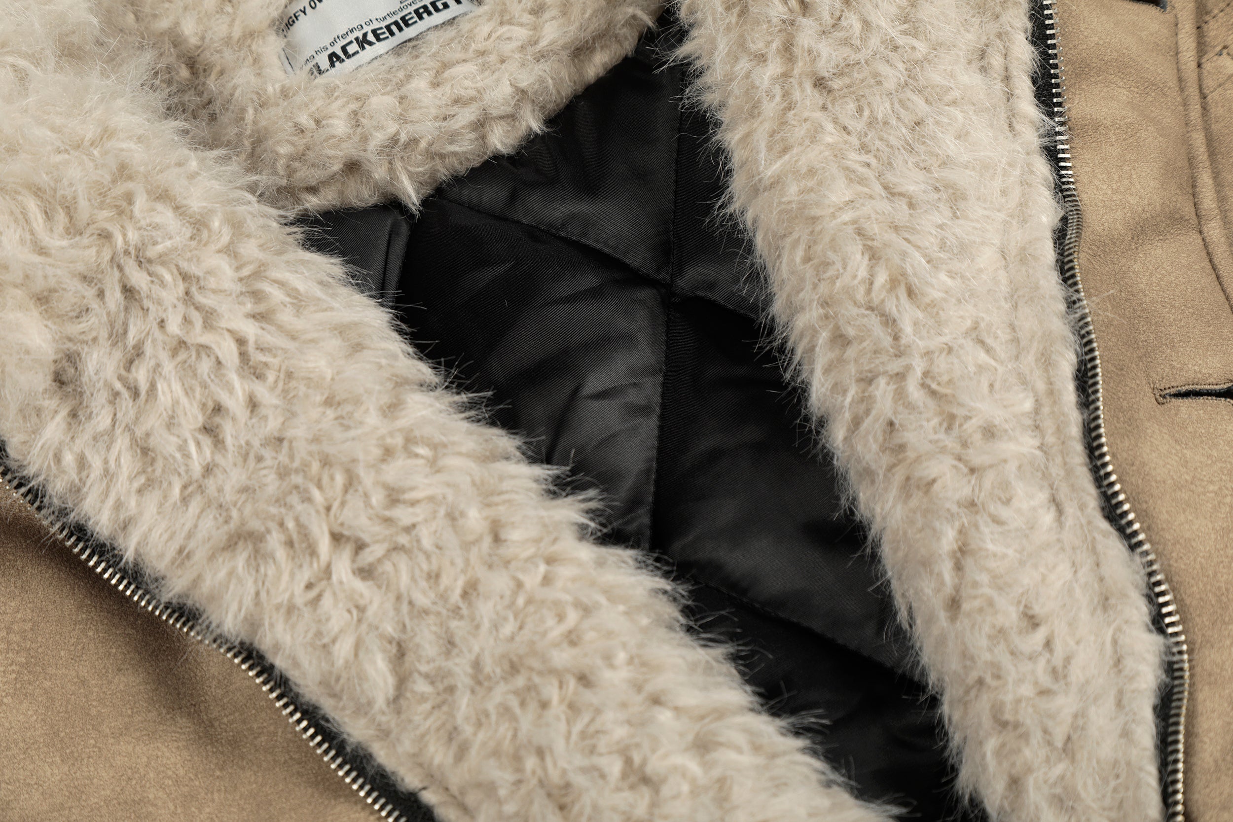 Faux Shearling Collar PU Jacket | Vintage Workwear Style