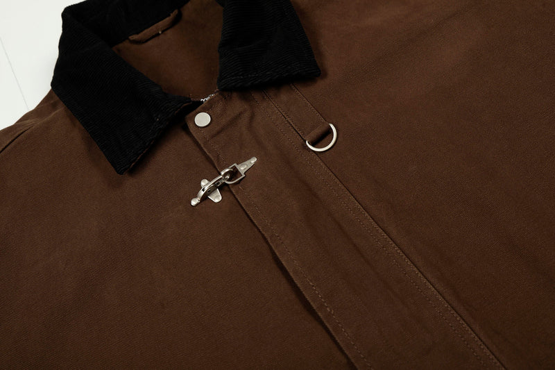 Metal Toggle Cotton Work Jacket | Utility Streetwear