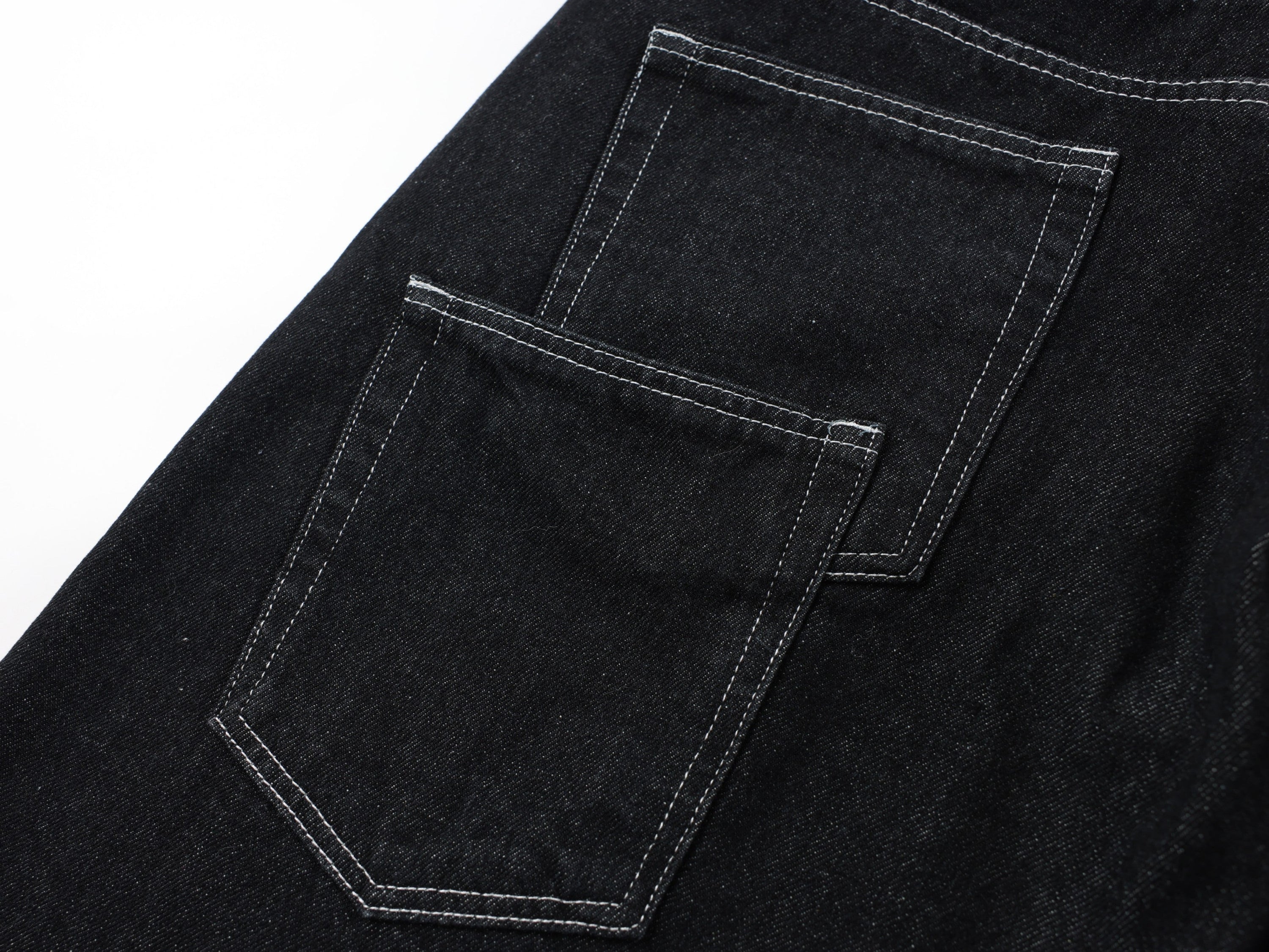 Omirad Double-Waist Wide-Leg Utility Denim Pants | Black
