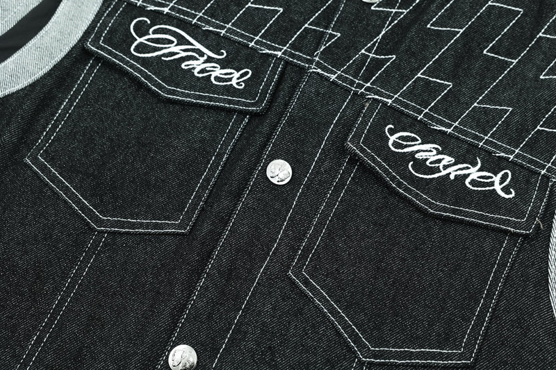 Omirad Vintage Racer Denim Vest | Biker Streetwear