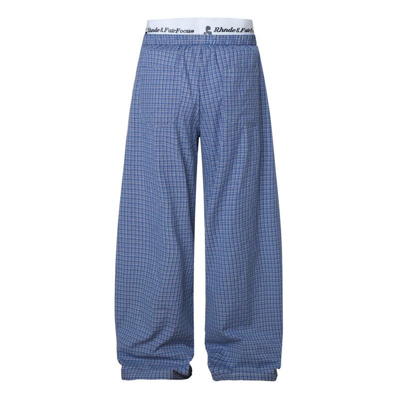 Check Pattern Relaxed Wide-Leg Cotton Pants | SEAKOFF