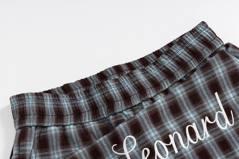 Trey Leonard Plaid Overlay Wide-Leg Pants | SEAKOFF