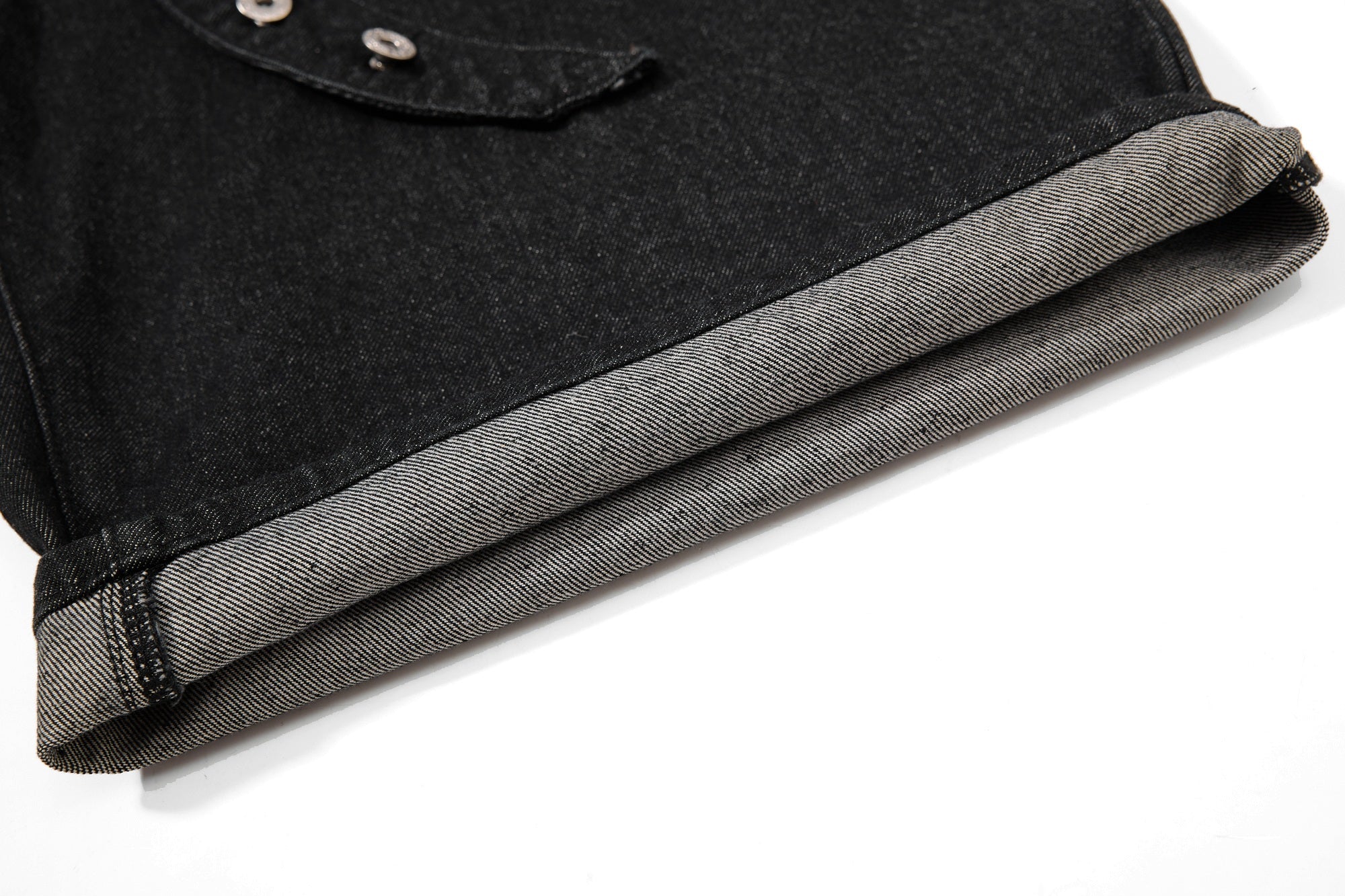 Asymmetric Button Denim Shorts | Wide-Leg Black Streetwear
