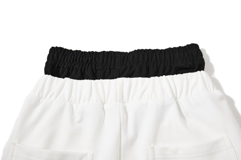 Distressed Wide-Leg Sweatpants with Contrast Waistband
