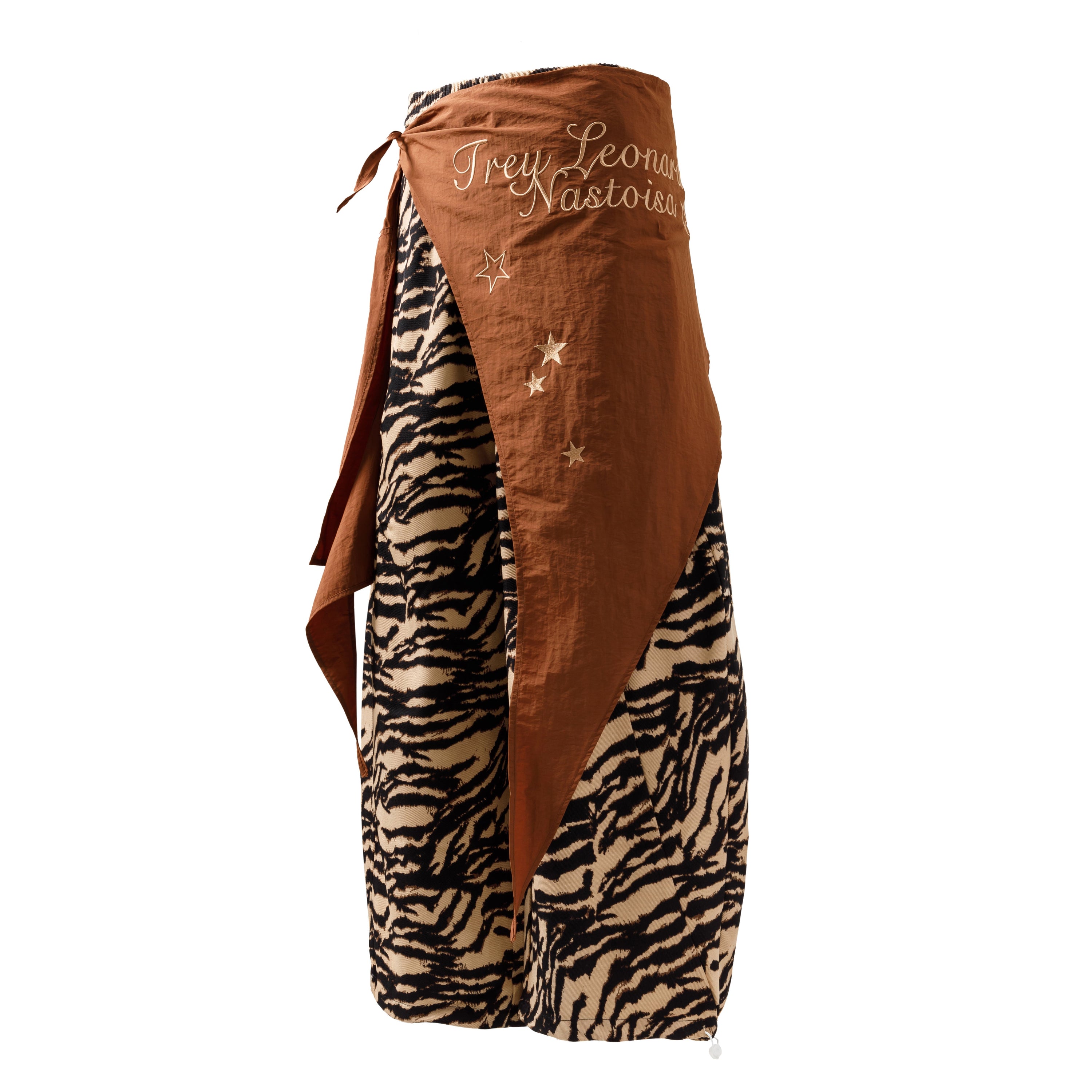 Zebra Print Wide-Leg Pants with Asymmetric Wrap Panel