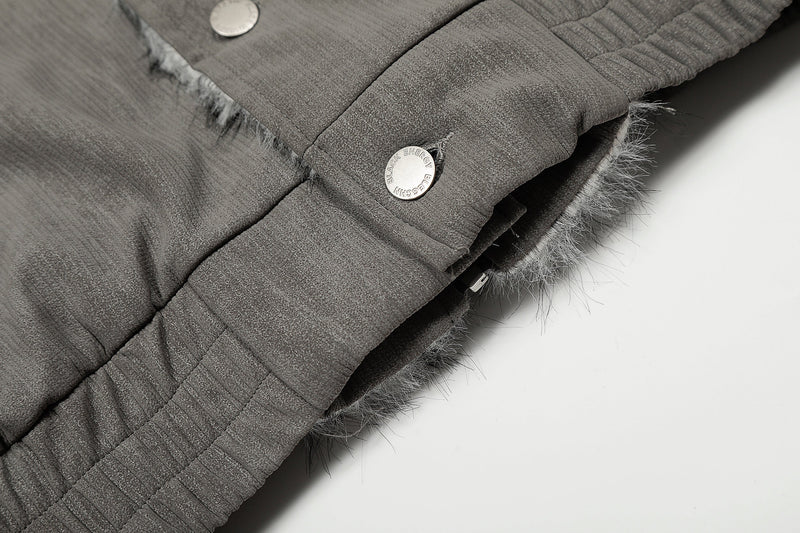 Faux Fur Trim High-Neck Bomber Jacket | Streetwear