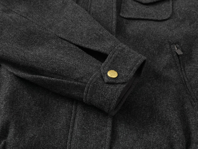 Omirad Utility Bomber Jacket | Gold-Tone Snap Stand Collar