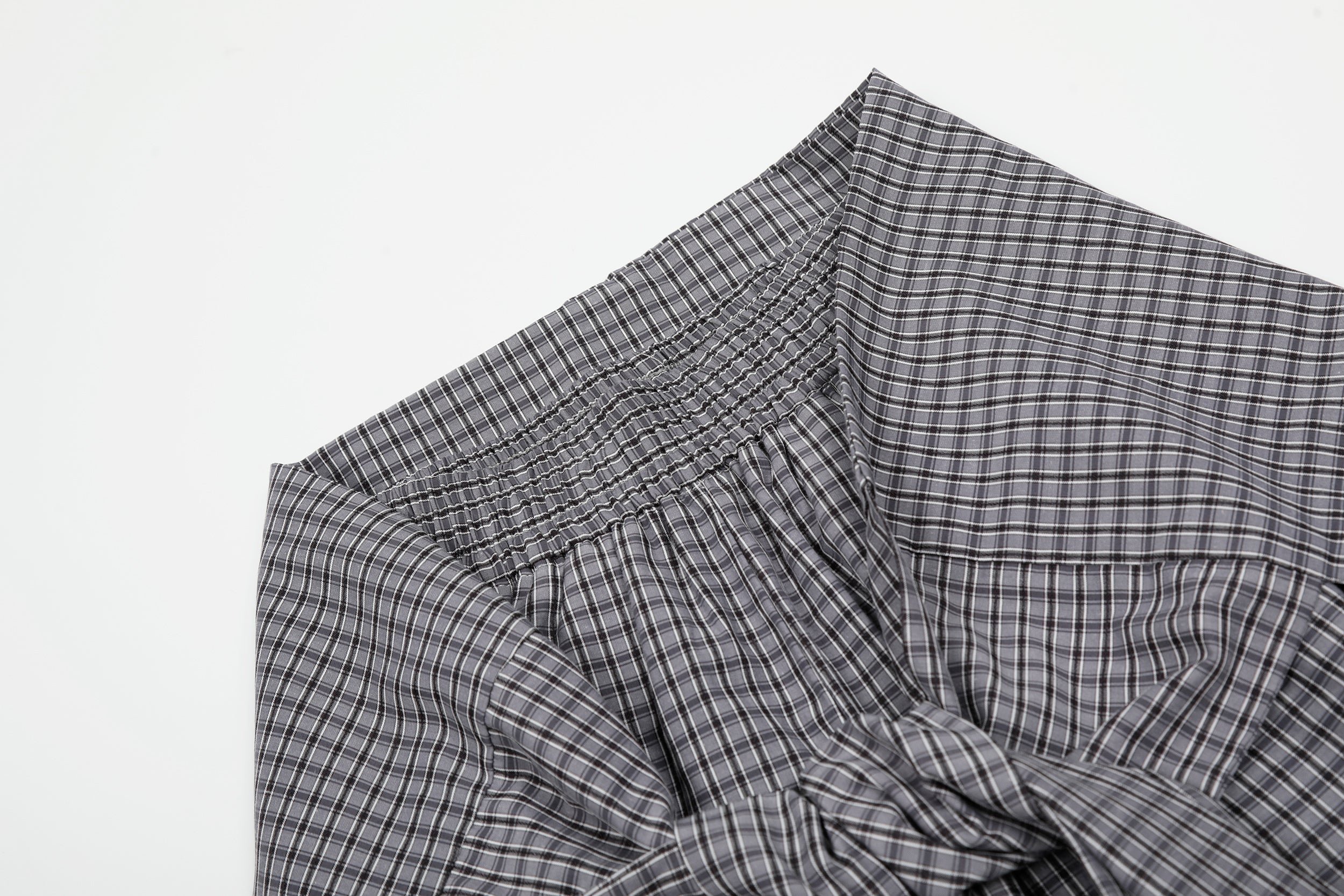 Tie-Front Checked Wide-Leg Pants | Fold-Over Waistband