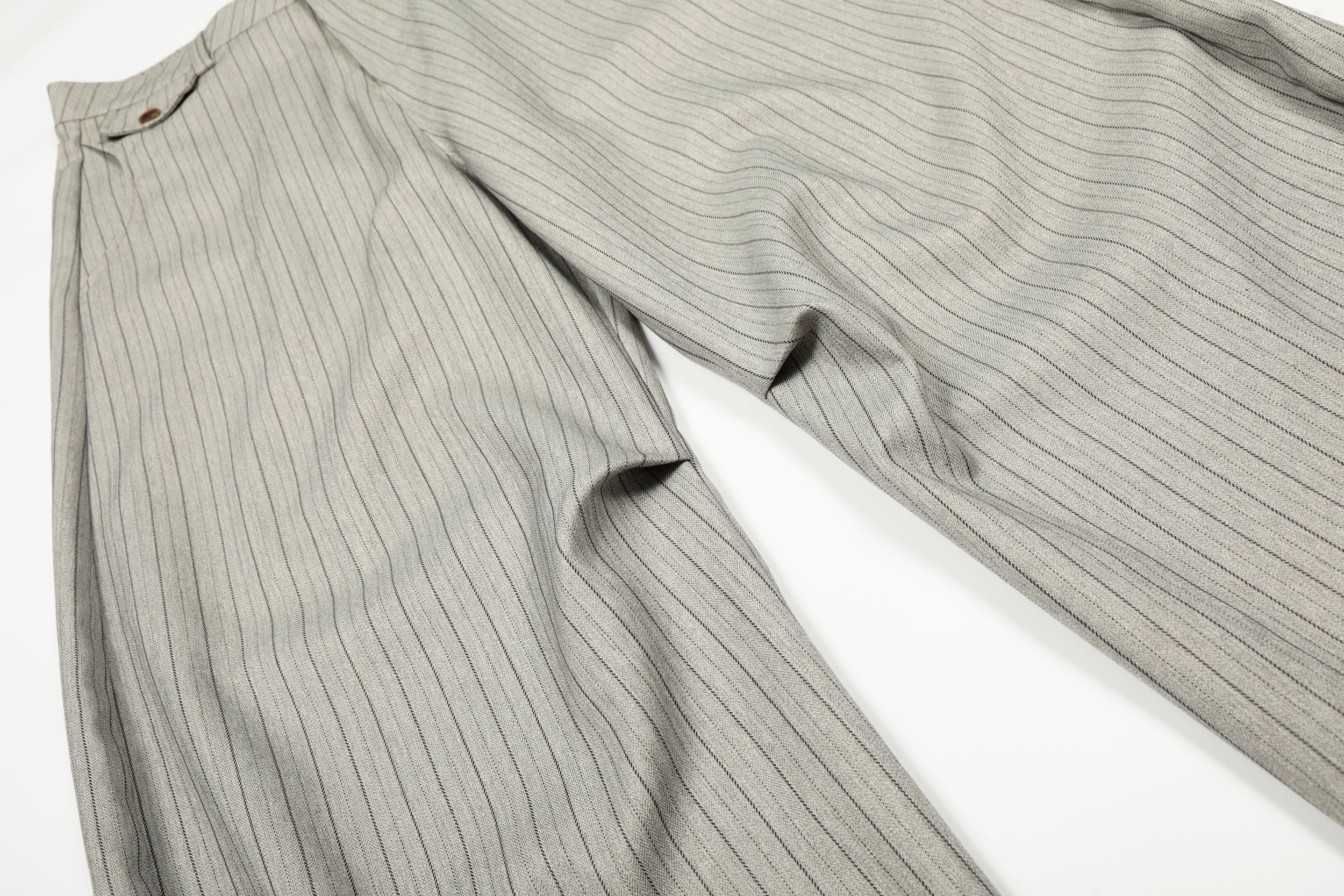 Pinstripe Barrel Leg Trousers | Vintage Wide Leg Pants