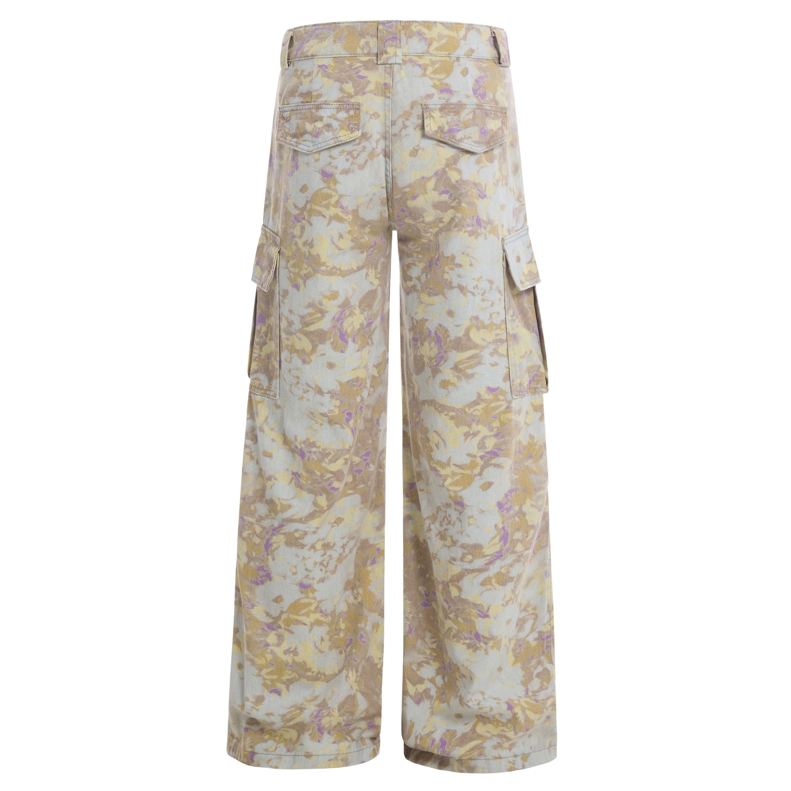Abstract Camo Wide-Leg Cargo Pants | 100% Cotton