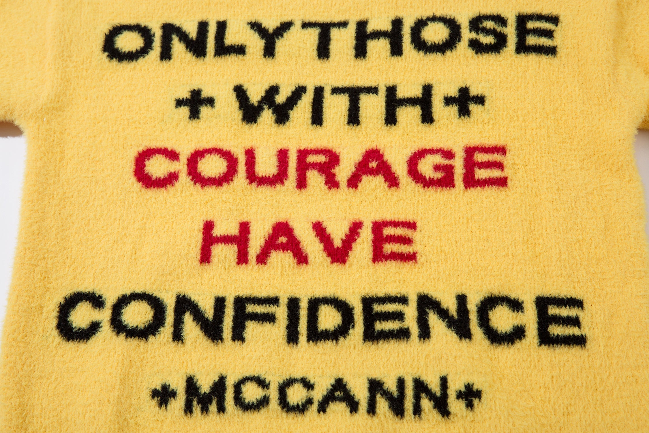 Men's Bold Slogan Fuzzy Knit Sweater | Street Style Crewneck