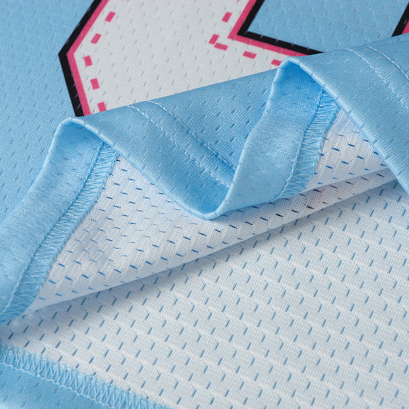 Y2K Football Jersey | Baby Blue & Pink Streetwear Mesh Top
