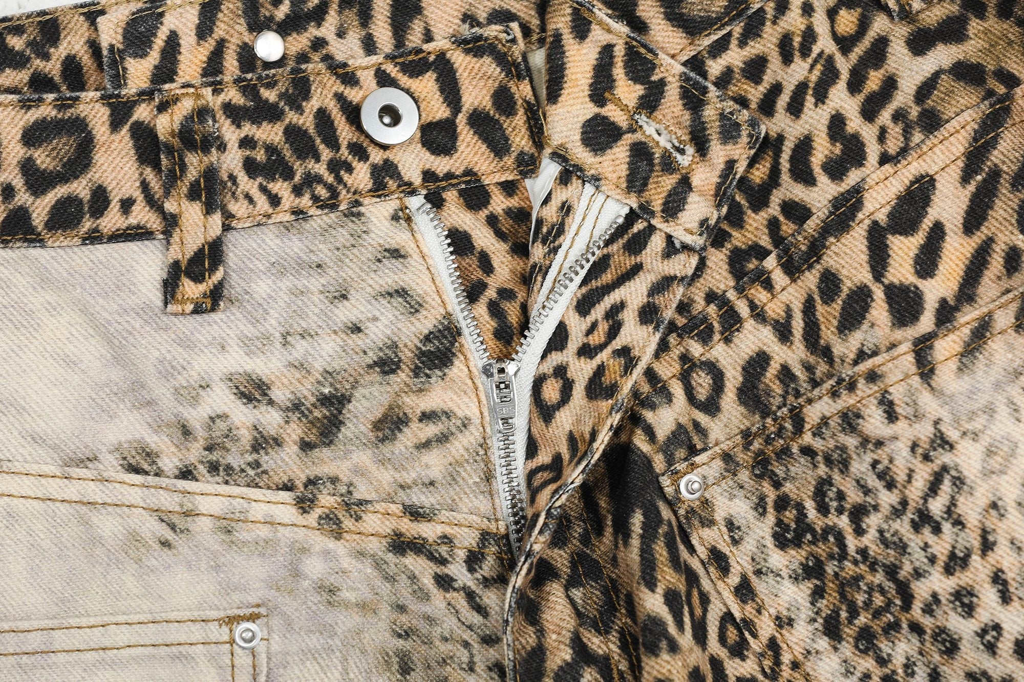 Leopard Print Fur-Trim Wide-Leg Jeans | Streetwear Statement