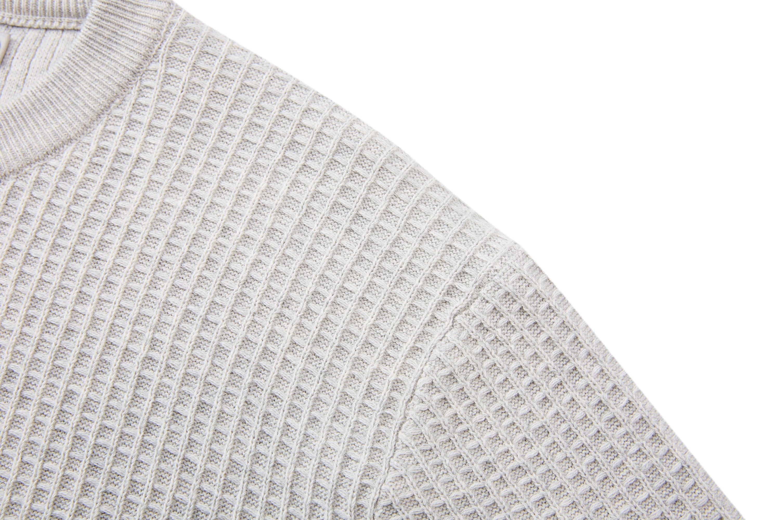 Waffle Knit Short-Sleeve Sweater | Relaxed Fit Cotton Blend