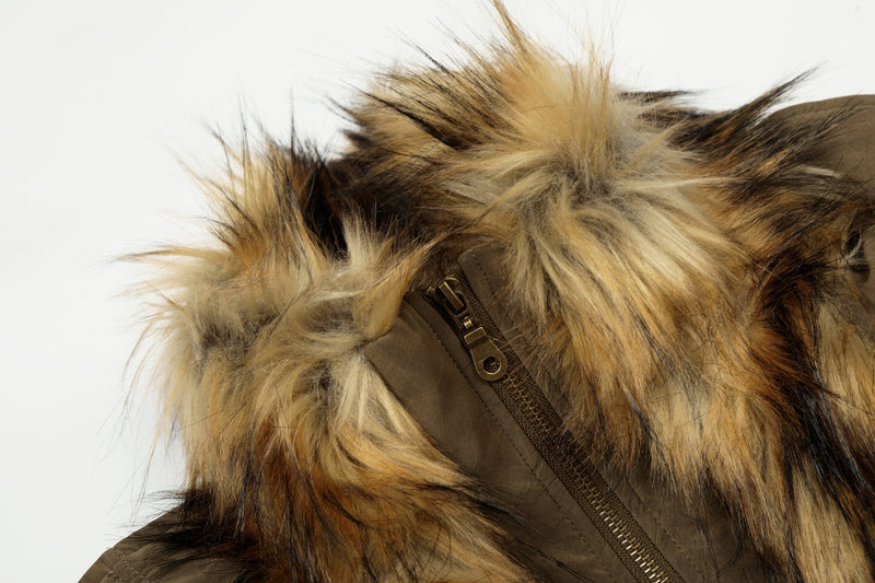 Detachable Faux Fur Collar PU Puffer Jacket | Cropped