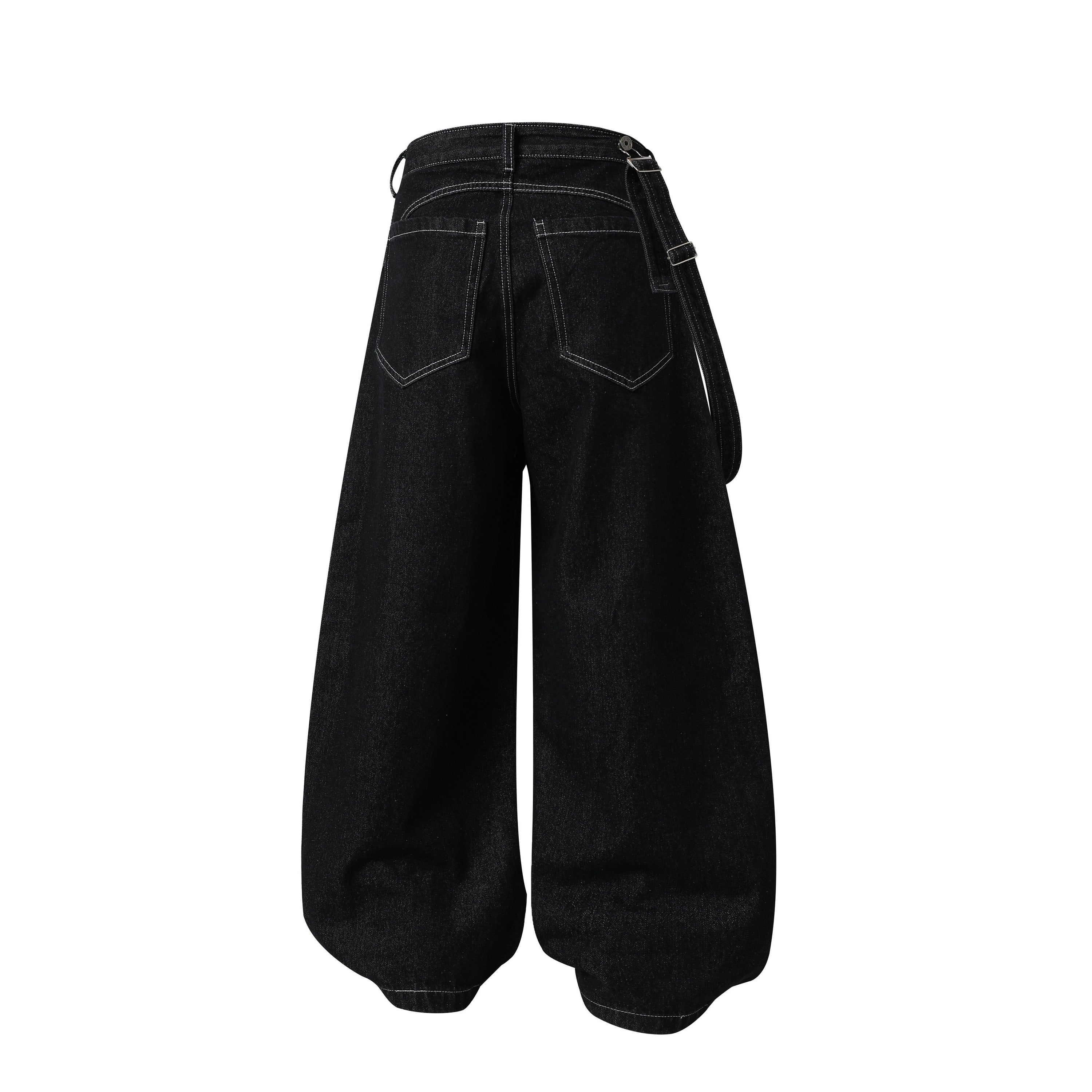 Omirad Hardware Strap Wide-Leg Jeans | Streetwear Denim