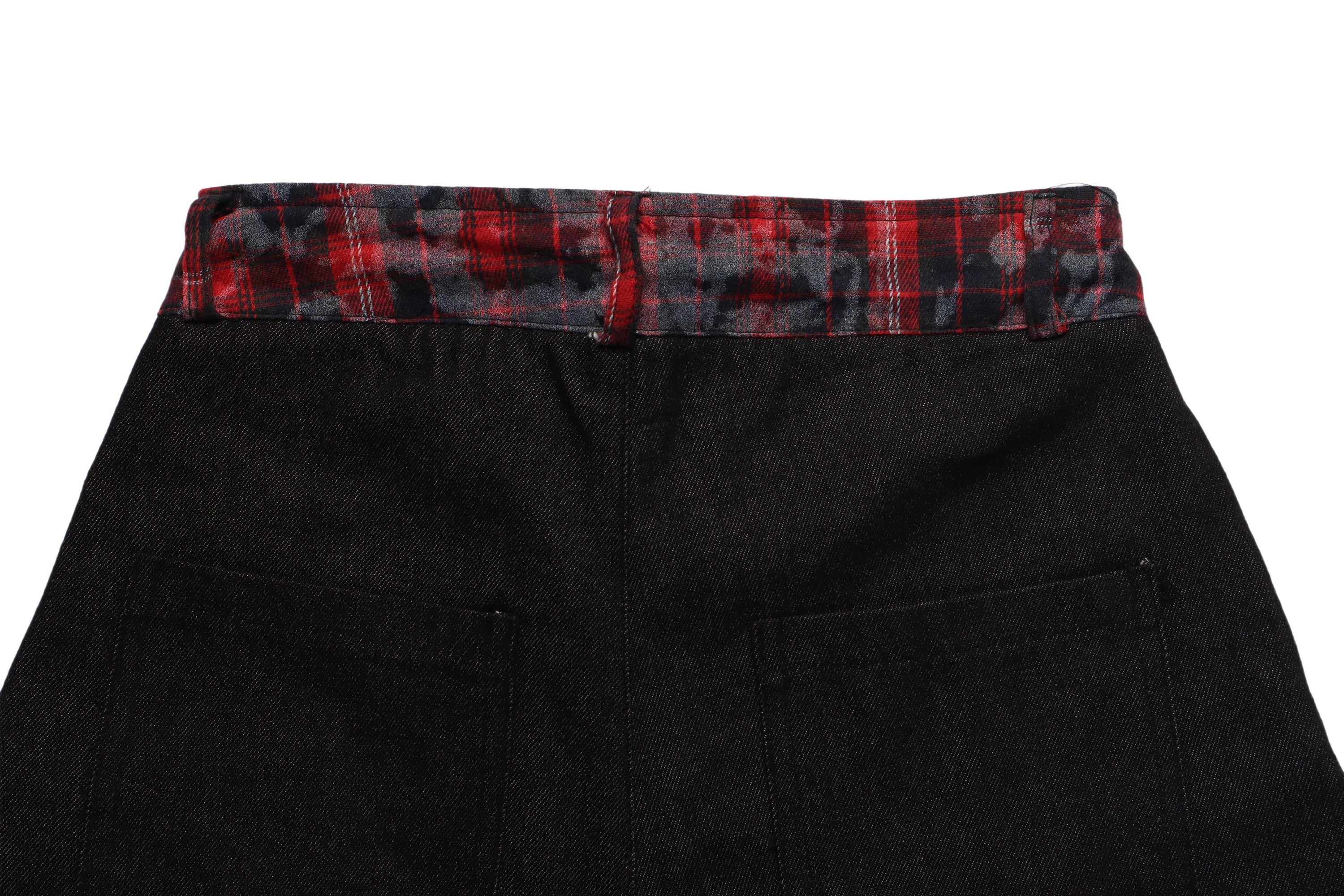 Omirad Flannel-Lined Faux Fur Barrel Leg Denim Pants
