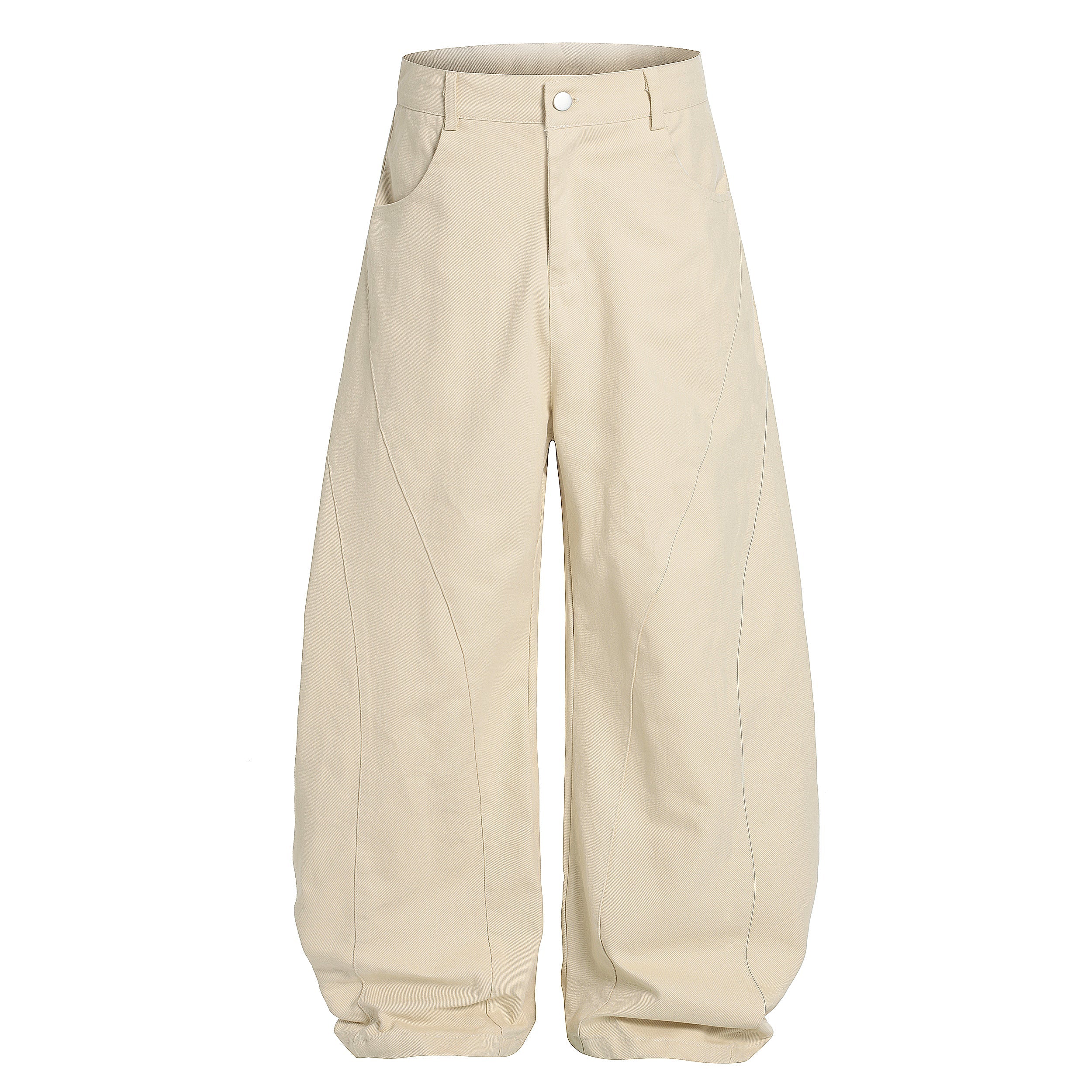 Omirad Curve-Stitch Wide-Leg Canvas Pants | 100% Cotton